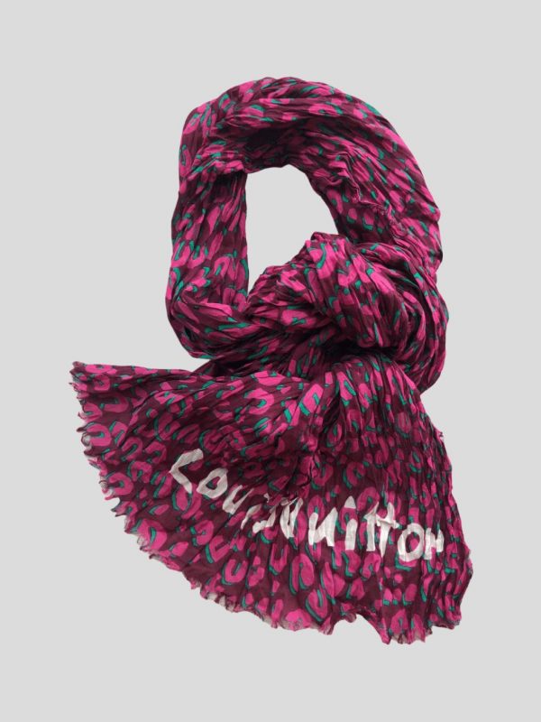 Louis Vuitton Stephen Sprouse Leopard Graffiti Stole in Red Cashmere and  Silk - SOLD