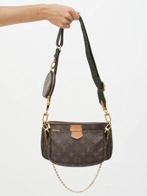 Branded Republic - Tas Louis Vuitton Multi Pouchette Monogram Brown with  Green Strap Bag